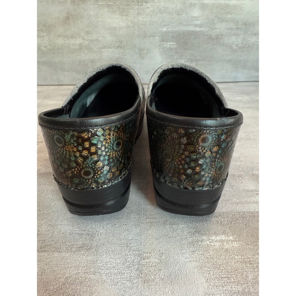 Dansko Women's Clogs Size 37 Black Leather Comfort Shoes Floral‎ Pattern - Picture 5 of 12